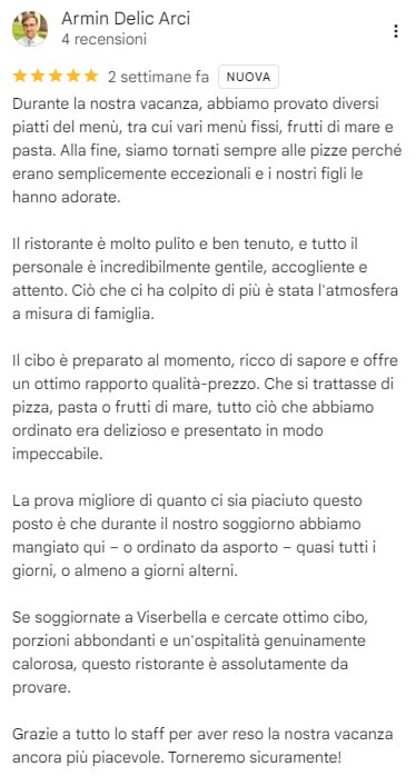 Recensione Google di Armin Delic Arci, 5 stelle